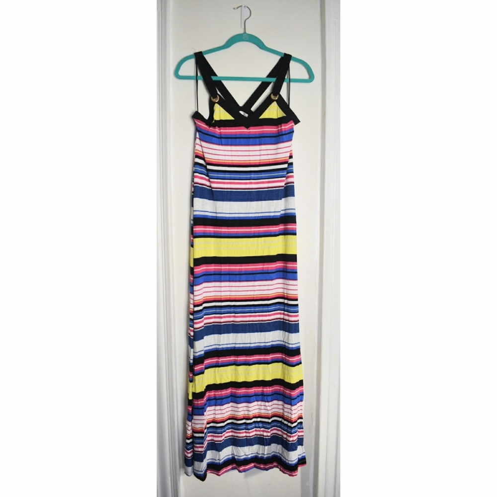 NEW! Multicolor Stripe V-neck Maxi Dress